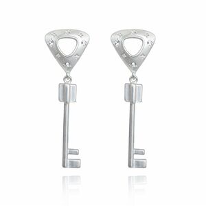 Elegant Silver Key Drop Earrings